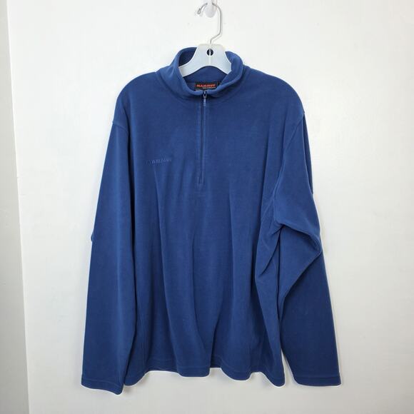 Mammut Blue Fleece 1/3 Zip Mock Neck Outdoor Tecnopile Soft Pullover Size XL - Picture 1 of 7